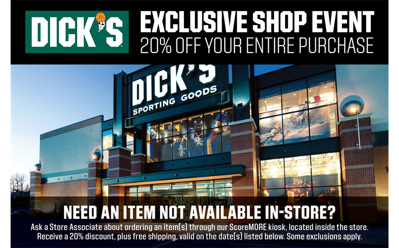 DICK'S Sporting Goods 20% Off In-Store This WEEKEND!